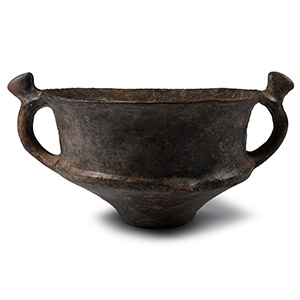 Villanovan Terracotta Impasto Kylix with Zoomorphic Finials