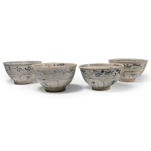 Hoi An Cargo Shipwreck Glazed Blue and White Bowl Group