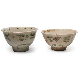 Hoi An Cargo Shipwreck Glazed Polychrome Bowl Pair