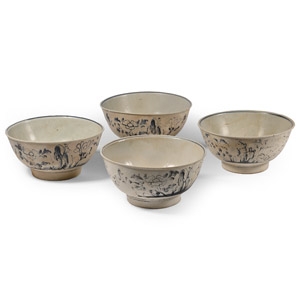 Tek Sing Treasure Shipwreck Glazed Pale Blue Bowl Set