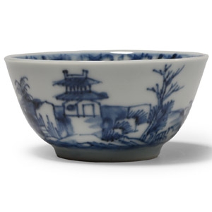 Nanking Cargo Shipwreck Glazed Blue and White Tea Bowl