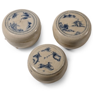 Hoi An Cargo Shipwreck Glazed Blue and White Lidded Box Collection
