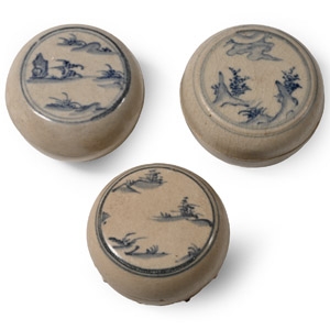 Hoi An Cargo Shipwreck Glazed Blue and White Lidded Box Collection