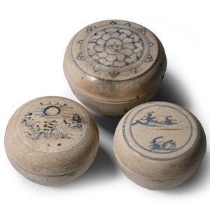 Hoi An Cargo Shipwreck Glazed Blue and White Lidded Box Collection