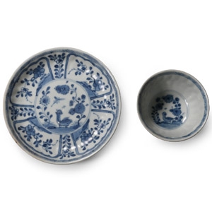 Ca Mau Cargo Shipwreck Glazed Blue and White Tea Cup and Saucer