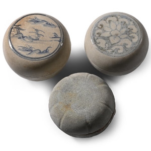 Hoi An Cargo Shipwreck Glazed Blue and White Lidded Box Collection