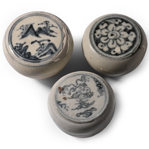 Hoi An Cargo Shipwreck Glazed Blue and White Lidded Box Collection