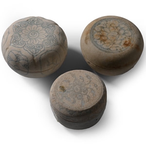 Hoi An Cargo Shipwreck Glazed Blue and White Lidded Box Collection