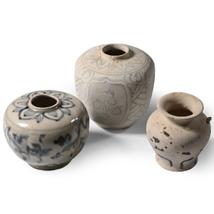Hoi An Cargo Shipwreck Glazed Blue and White Jar Group