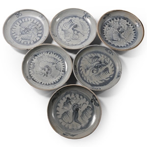 Tek Sing Treasure Shipwreck Glazed Blue and White Plate Set