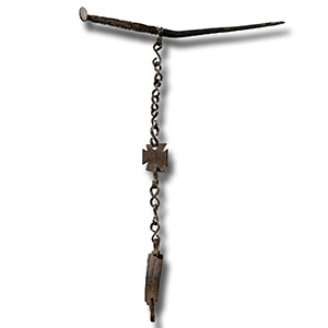 Late Roman Bronze Stylus with Safety Chain