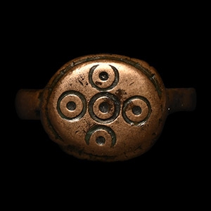 Tudor Period Bronze Ring with Ring-and-Dot Cross