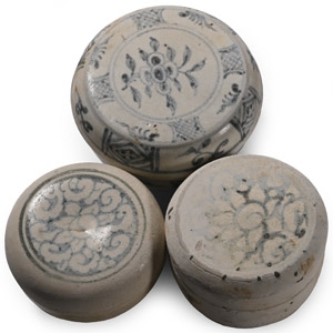 Hoi An Cargo Shipwreck Glazed Blue and White Lidded Box Collection