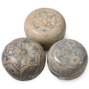 Hoi An Cargo Shipwreck Glazed Blue and White Lidded Box Collection