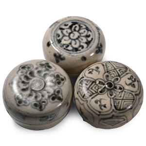 Hoi An Cargo Shipwreck Glazed Blue and White Lidded Box Collection
