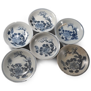 Tek Sing Treasure Shipwreck Glazed Blue and White Plate Set