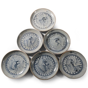 Tek Sing Treasure Shipwreck Glazed Blue and White Plate Set