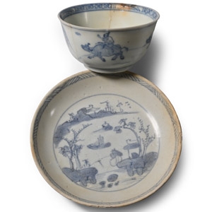 Ca Mau Cargo Shipwreck Glazed Blue and White Tea Bowl and Saucer