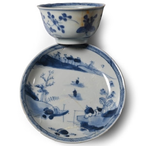 Ca Mau Cargo Shipwreck Glazed Blue and White Tea Bowl and Saucer