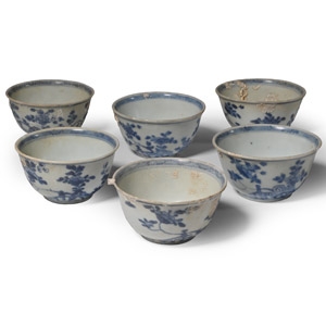 Ca Mau Cargo Shipwreck Glazed Blue and White Tea Bowl Set