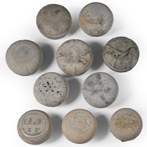 Hoi An Cargo Shipwreck Glazed Blue and White Lidded Box Collection