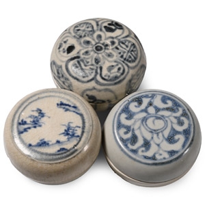 Hoi An Cargo Shipwreck Glazed Blue and White Lidded Box Collection