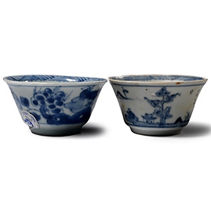 Ca Mau Cargo Shipwreck Glazed Blue and White Tea Cup Group