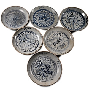 Tek Sing Treasure Shipwreck Glazed Blue and White Plate Set