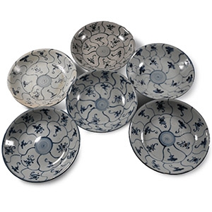 Tek Sing Treasure Shipwreck Glazed Blue and White Plate Set