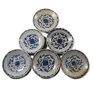 Tek Sing Treasure Shipwreck Glazed Blue and White Plate Set