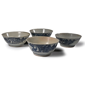 Tek Sing Treasure Shipwreck Glazed Blue and White Bowl Set