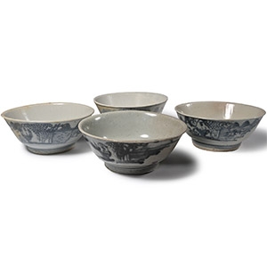 Tek Sing Treasure Shipwreck Glazed Blue and White Bowl Set