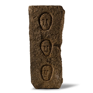 Iron Age Celtic Cornish Limestone Pillar with Three Heads
