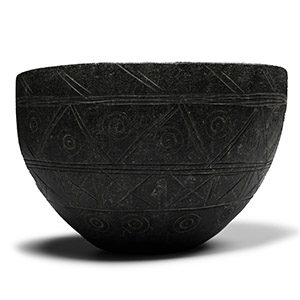 Western Asiatic Decorated Black Stone Bowl