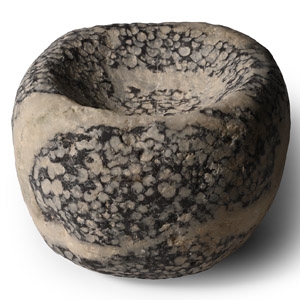 Western Asiatic Mortar in Veined Black Marble