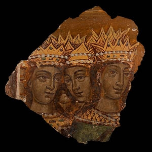 Byzantine Fresco Panel of Crowned Women