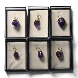 Cased Deep Purple Amethyst Crystal Pendant Group [6]