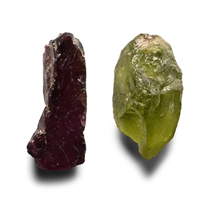 Natural Uncut Gem Quality Peridot and Garnet Crystals [2]