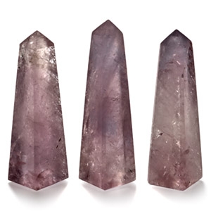 Cut and Polished Purple Amethyst Crystal Obelisk Trio
