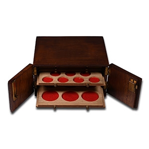 Vintage Eight Tray Coin Cabinet with Key