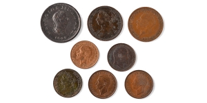 Group of Eight [8] Great Britain AE Coins.