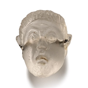 Roman Miniature Rock Crystal Bead of a Man