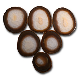Cut and Polished Felt Backed Agate Geode Coaster Set [6]