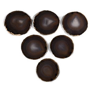 Cut and Polished Felt Backed Agate Coaster Set [6]