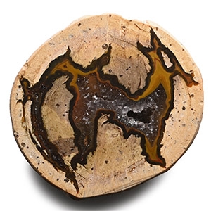 Natural Septarian Egg Geode Half with Howling Dog Facing Back