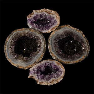 Cut and Polished Agate Crystal Geode Pair Group [4]