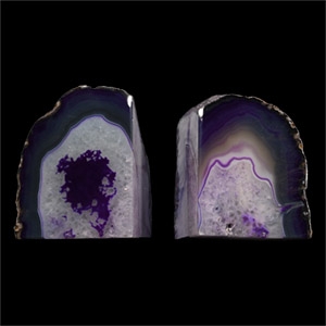 Cut and Polished Agate Crystal Geode Book Ends [2]