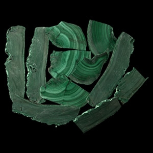 Green Malachite Cut Slice Section Group [10]