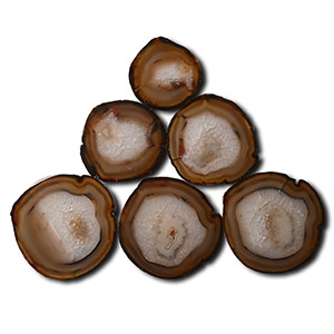 Cut and Polished Felt-Backed Agate Geode Coaster Set [6]
