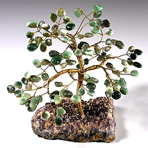 Aventurine Crystal Tree on Amethyst Crystal Geode Section